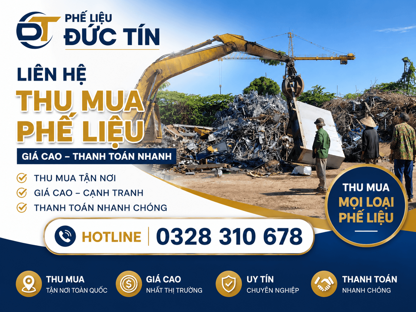 Liên hệ Phế Liệu Đức Tín để được tư vấn và báo giá thu mua phế liệu.