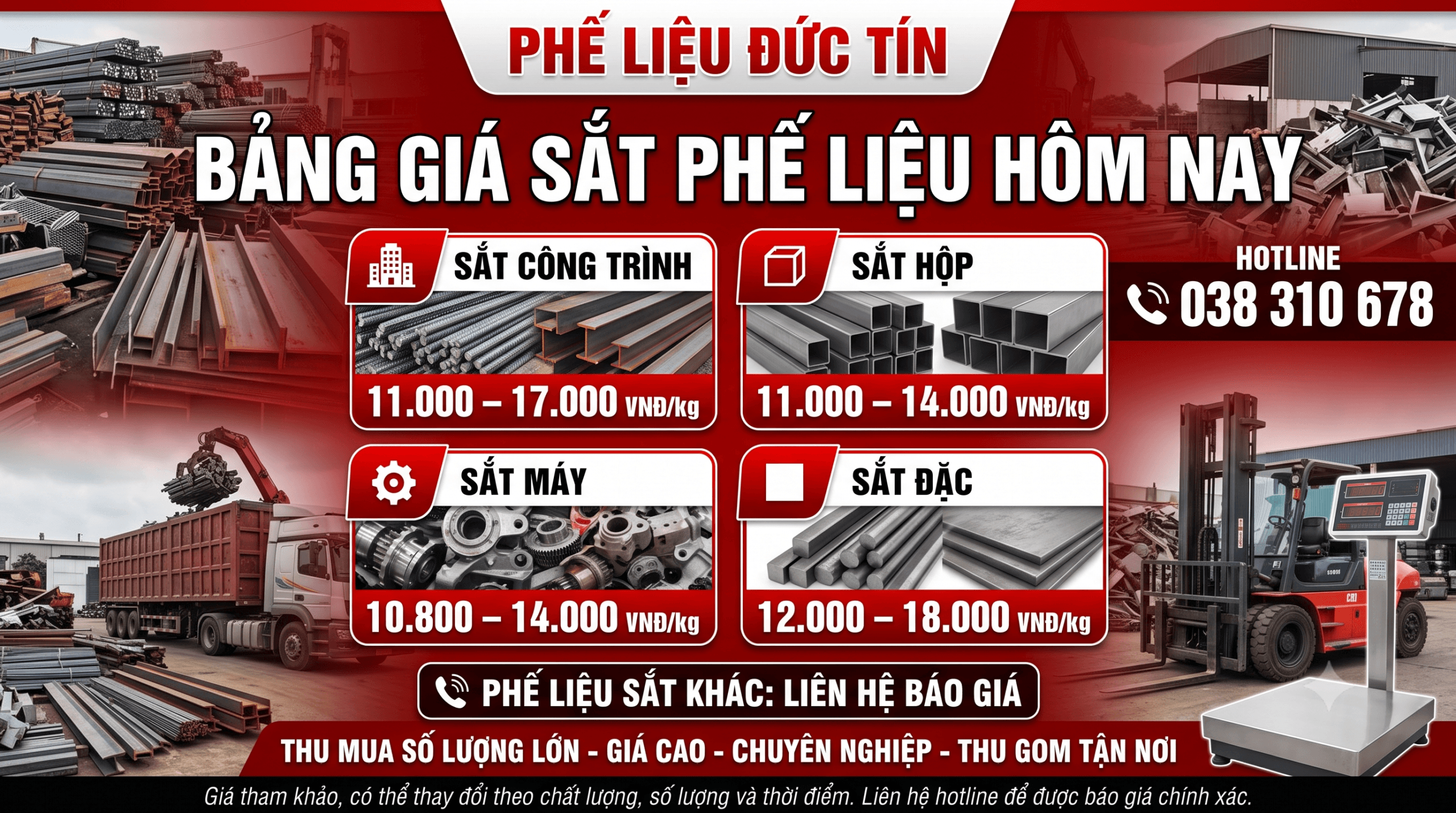 bảng giá sắt phế liệu Đức Tín