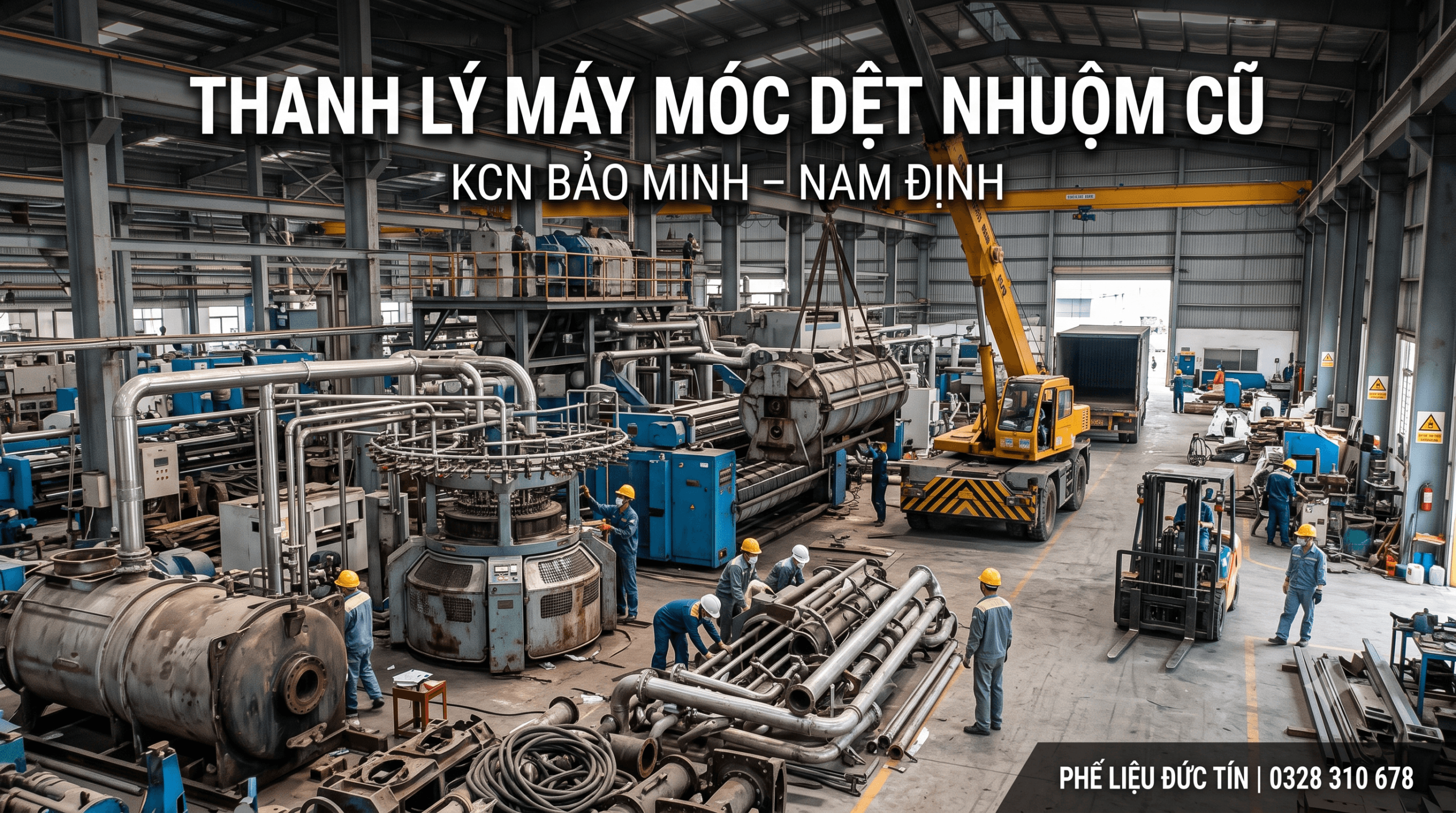 Thanh lý máy móc dệt nhuộm cũ Nam Định – Đức Tín