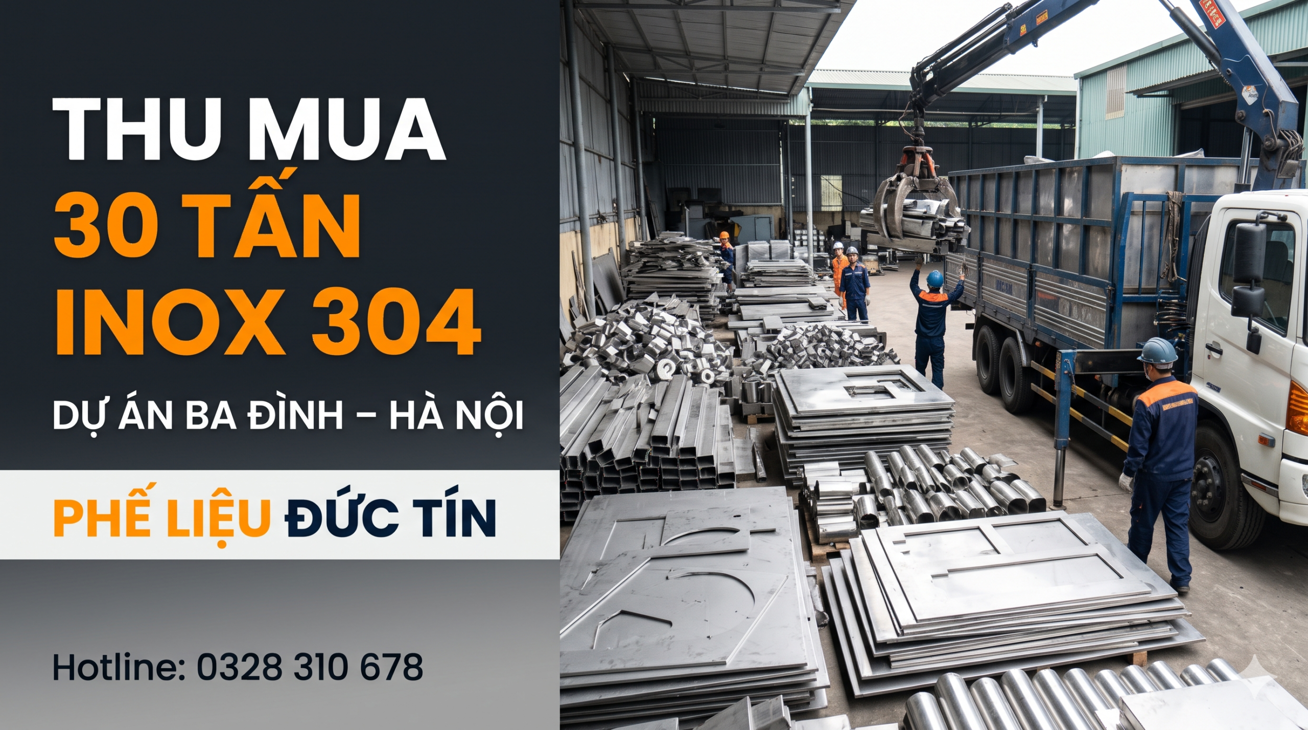 Phế Liệu Đức Tín thu mua 30 tấn phế liệu inox 304 tại Ba Đình Hà Nội