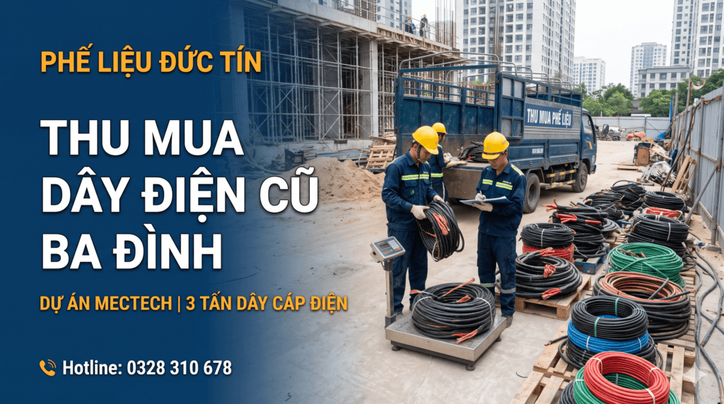 Thu mua 3 tấn dây điện cũ tại công trình MECTECH Ba Đình – Phế Liệu Đức Tín